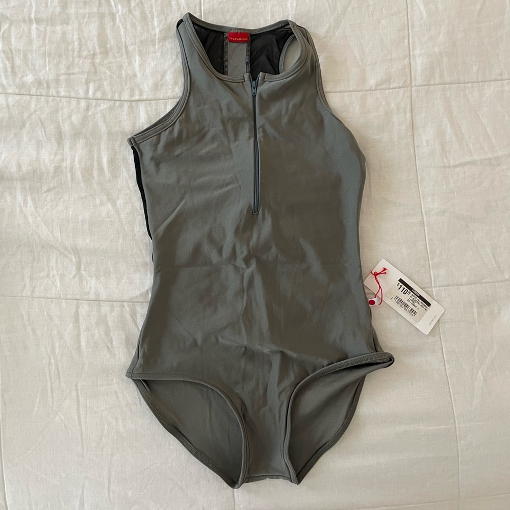 Yumiko Gray/Black Mesh Leotard